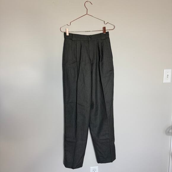 Giorgio Sant Angelo Womens Pants Gray Size 8 Dress High Rise Pleated Pure Wool